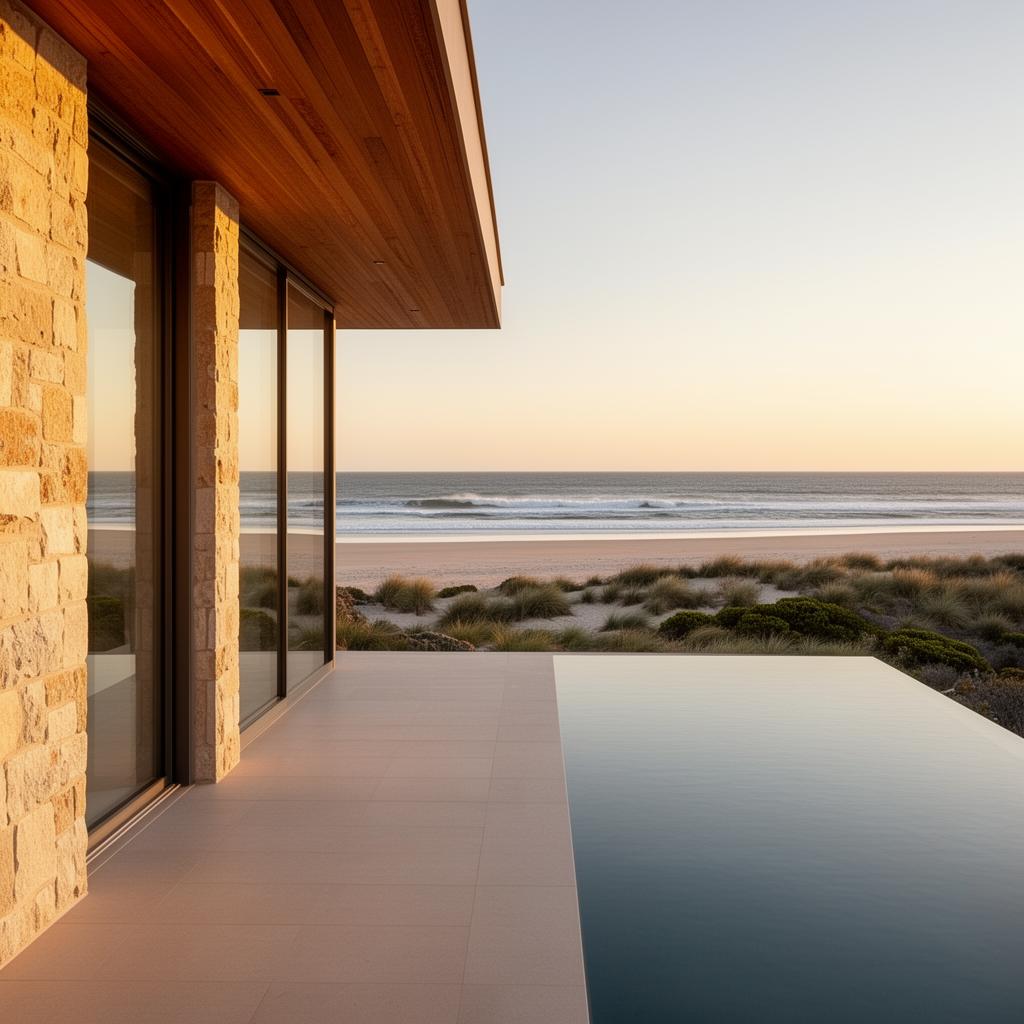 Bright waterfront living room overlooking the Western Australian coast